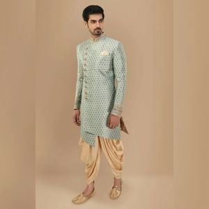 Manyavar Sherwani | Green Indo-western set